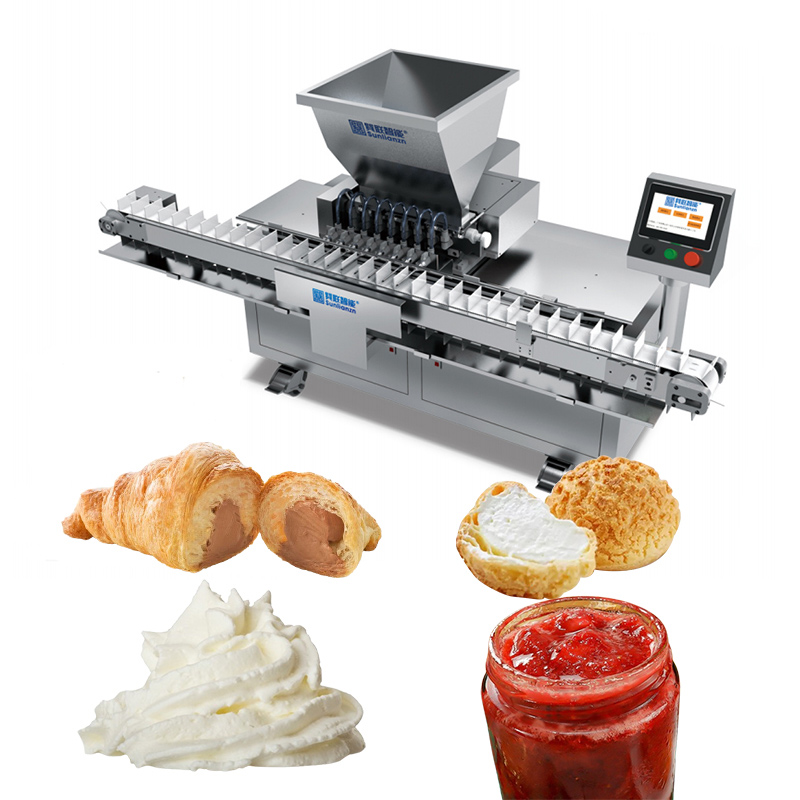 High Efficiency Tracking Piston Eclair Puff Cream Injecting Machine Cake Filling Machine Large Capacity For Bakery Shops